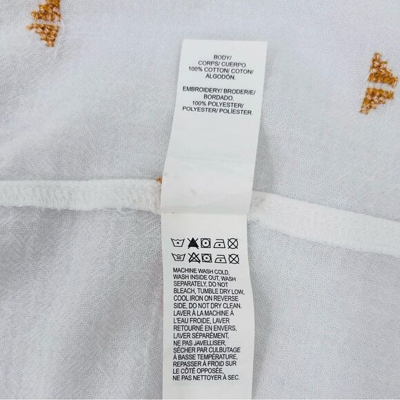 Lucky Brand Romantic Aztec Design Embroidered Babydoll Sleeveless Cotton Top - Picture 9 of 12